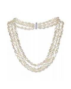 Baroque Cultured Freshwater Pearl (8-9mm) Triple Row 16" Collar Necklace (Also in Black Baroque Cultured Freshwater Pearl)