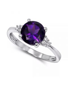 Amethyst (1-5/8 ct. t.w.) & Diamond (1/20 ct. t.w.) Ring in 14k Gold (Also in London Blue Topaz & Rhodolite Garnet)