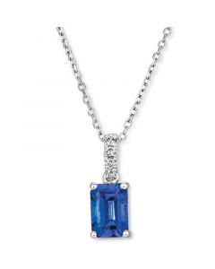 Blueberry Tanzanite (3/4 ct. t.w.) & Vanilla Diamond (1/20 ct. t.w.) Pendant Necklace in 14k White Gold