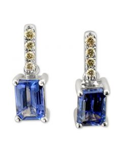 Blueberry Tanzanite (1 ct. t.w.) & Nude Diamond (1/10 ct. t.w.) Stud Earrings in 14k White Gold