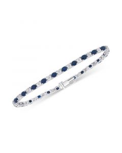 Sapphire (3-3/8 ct. t.w.) & Diamond (1/10 ct. t.w.) Link Bracelet in Sterling Silver