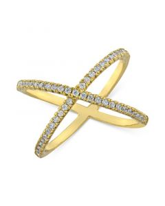 Cubic Zirconia Crisscross Statement Ring in Gold-Plated Sterling Silver, Created for Macy's