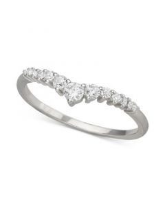 Cubic Zirconia Graduated V Ring in Sterling Silver, Created for Macy's