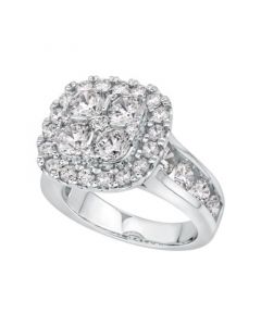 Diamond Cushion Halo Cluster Engagement Ring (4 ct. t.w.) in 14k White Gold