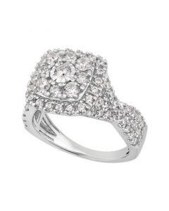 Diamond Cushion Double Halo Cluster Engagement Ring (1-5/8 ct. t.w.) in 14k White Gold