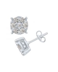 Diamond Cluster Stud Earrings (3/4 ct. t.w.) in 14k White Gold