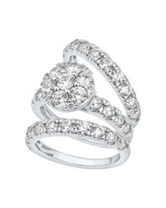 Diamond Cluster 3-Pc. Bridal Set (4 ct. t.w.) in 14k White Gold