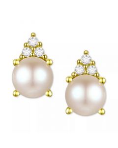 Cultured Freshwater Pearl (4-1/2mm) & Diamond Accent Stud Earrings