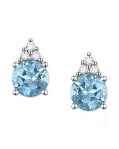 Gemstone & Diamond Accent Stud Earrings