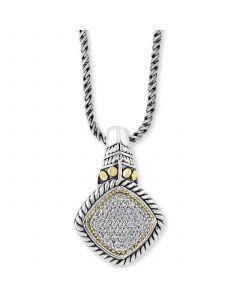 EFFY® Diamond Cluster 18" Pendant Necklace (1/4 ct. t.w.) in Sterling Silver & 18k Gold