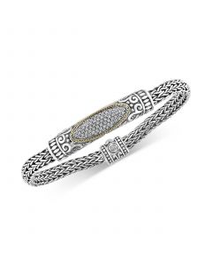 EFFY® Diamond Cluster Woven Link Bracelet (1/3 ct. t.w.) in Sterling Silver & 18k Gold