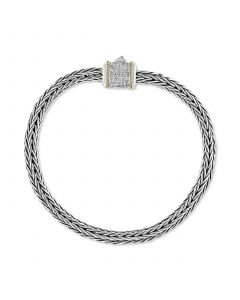 EFFY® Diamond Barrel Cluster Woven Link Bracelet (1/6 ct. t.w.) in Sterling Silver & 18k Gold