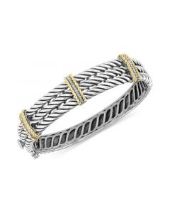 EFFY® Diamond Triple Band Bangle Bracelet (1/5 ct. t.w.) in Sterling Silver & 18k Gold