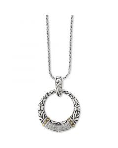 EFFY® Diamond Filigree Circle 18" Pendant Necklace (7/8 ct. t.w.) in Sterling Silver & 18k Gold