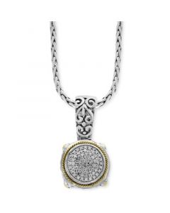 EFFY® Diamond Round Cluster 18" Pendant Necklace (1/5 ct. t.w.) in Sterling Silver & 18k Gold