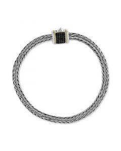 EFFY® Black Diamond Barrel Cluster Woven Link Bracelet (1/5 ct. t.w.) in Sterling Silver & 18k Gold