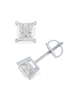 Princess-Cut Diamond (1 1/2 ct. t.w.) Stud Earrings in 14k White Gold