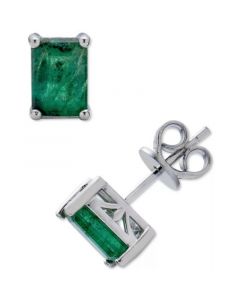 Emerald Stud Earrings (2 ct. t.w.) in Sterling Silver (Also in Sapphire)