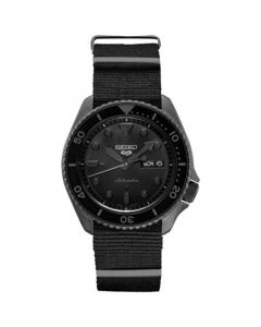 Men's Automatic 5 Sports Black Nylon Strap Watch 43mm