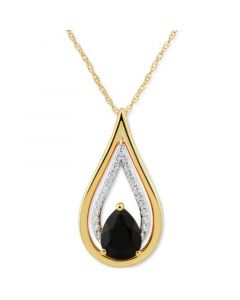 Onyx & Cubic Zirconia Teardrop 18" Pendant Necklace in 14k Gold-Plated Sterling Silver