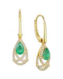 Sapphire (1 ct. t.w.) & Diamond (1/4 ct. t.w.) Drop Earrings in 14k Gold (Also in Emerald & Ruby)