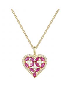 Ruby (1-1/10 ct. t.w.) & Diamond (1/3 ct. t.w.) Heart 18" Pendant Necklace in 14k Gold