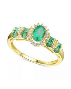 Sapphire (1 ct. t.w.) & Diamond (1/8 ct. t.w.) Ring (Also in Emerald & Ruby) in 14k Gold