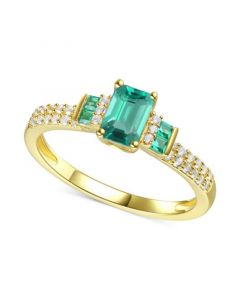 Sapphire (7/8 ct. t.w.) & Diamond (1/6 ct. t.w.) Ring in 14k Gold (Also in Emerald & Ruby)