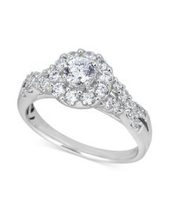 Diamond Twist Halo Engagement Ring (1 ct. t.w) in 14K White Gold