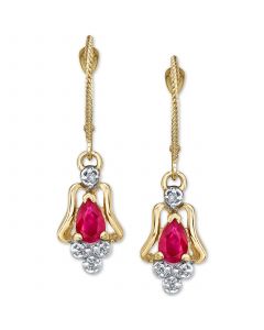 Ruby (1 ct. t.w.) & Diamond (1/10 ct. t.w.) Drop Earrings in 14k Gold