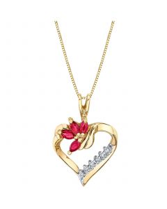 Ruby (3/8 ct. t.w.) & Diamond (1/20 ct. t.w.) Heart 18" Pendant Necklace in 14k Gold