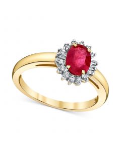 Ruby (1 ct. t.w.) & Diamond (1/5 ct. t.w.) Halo Ring in 10k Gold