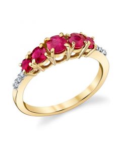 Ruby (1 ct. t.w.) & Diamond (1/20 ct. t.w.) Graduated Ring in 14k Gold