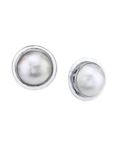 Cultured Mabé Pearl (11mm) Stud Earrings in Sterling Silver