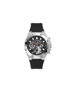 Men's Black Silicone Strap Multi-Function Watch 46mm