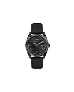 Men's Black Leather Strap Day-Date Watch 42mm