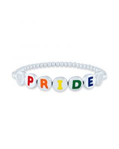 Diamond Accent PRIDE Beaded Bracelet in Sterling Silver