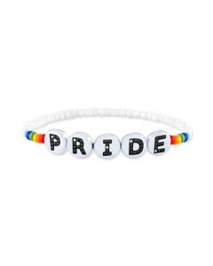 Diamond Accent PRIDE Beaded Stretch Bracelet in Sterling Silver