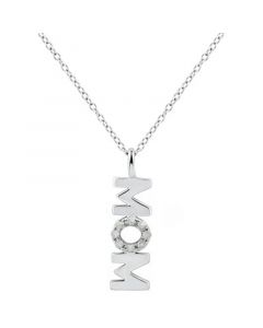 Diamond "Mom" Pendant Necklace (1/10 ct. t.w.) in Sterling Silver