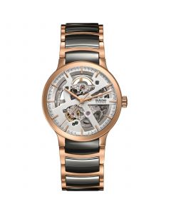 Women's Swiss Automatic Centrix Open Heart Gray High Tech Ceramic & Rose Gold-Tone Stainless Steel Bracelet Watch 38mm