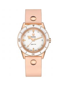 Women's Swiss Automatic Captain Cook Diamond (1/20 ct. t.w.) Pink Leather Wrap Strap Watch 37mm