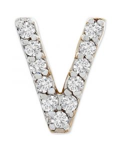 Diamond Initial V Single Stud Earring (1/20 ct. t.w.) in 14k Gold, Created for Macy's