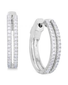 Diamond Double Row Hoop Earrings (1/2 ct. t.w.) in Sterling Silver