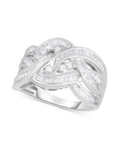 Diamond Baguette Crossover Statement Ring (1 ct. t.w.) in Sterling Silver