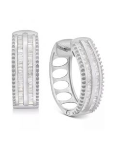 Diamond Baguette Hoop Earrings (1/2 ct. t.w.) In Sterling Silver or 14K Gold-Plated Sterling Silver