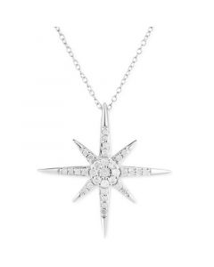 Diamond Star 18" Pendant Necklace (1/5 ct. t.w.) in Sterling Silver