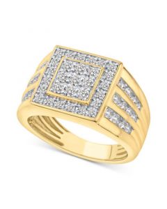 Men's Diamond Cluster Ring (1-1/2 ct. t.w.) in 10k Gold & White Gold