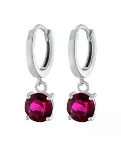 Fine Crystal 6mm Drop Hoop Earrings in Sterling Silver