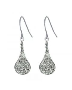 Pave Crystal Wire Teardrop Earrings in Sterling Silver