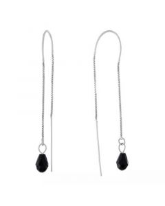 Clear Crystal Briolette Pull Through Chain Earrings in Sterling Silver